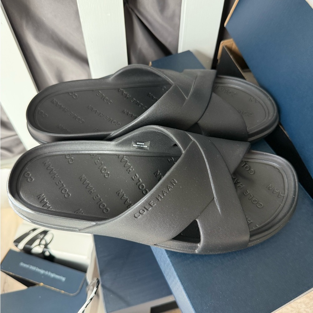 New in box Cole Haan Women’s Black Slide Sandals - Picture 2 of 4